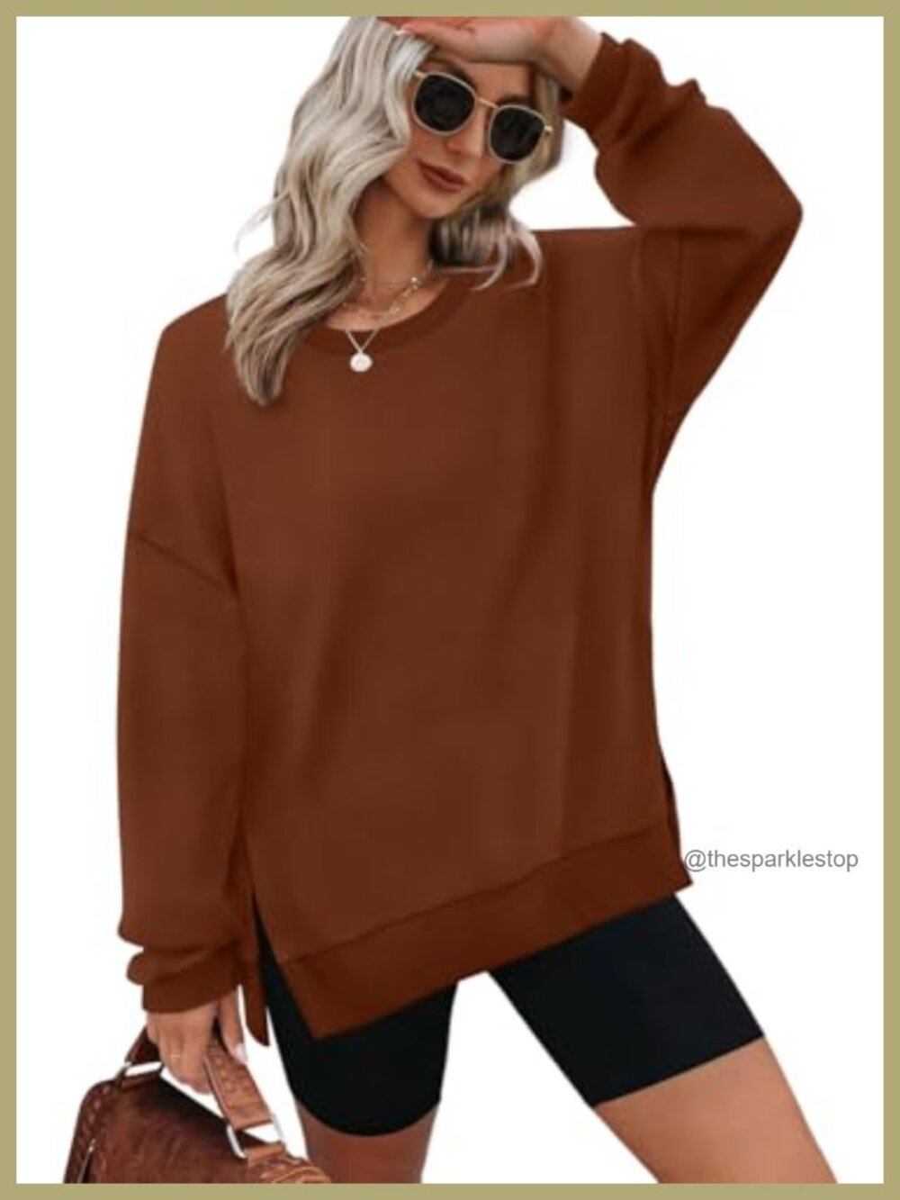 Oversized Sweatshirt Pullover Crewneck Long Sleeve Top Casual Comfy
